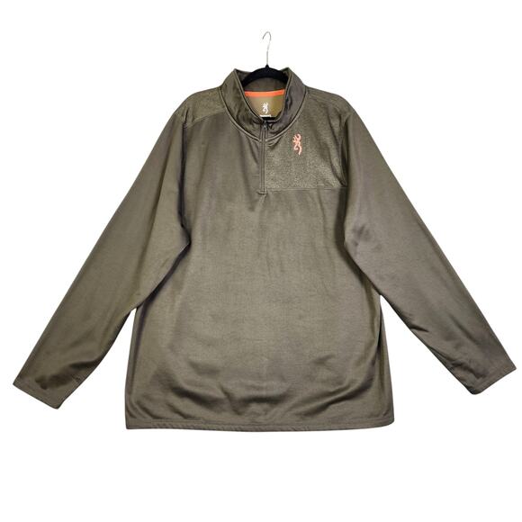Browning Mens Porter Quarter Zip Pullover Sweater Big Tall Size 2XL Olive Green - Picture 1 of 11